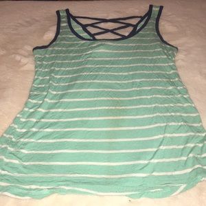 Mint Striped Tank Top With Straps!